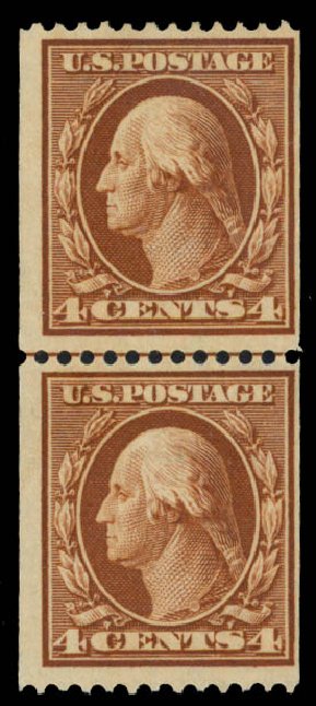 Price of US Stamps Scott Cat. # 350 - 1910 4c Washington Coil. Daniel Kelleher Auctions, Sep 2014, Sale 655, Lot 414