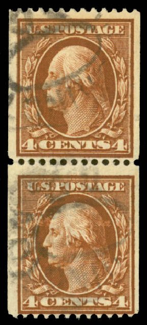 Price of US Stamp Scott 350: 4c 1910 Washington Coil. Daniel Kelleher Auctions, Sep 2014, Sale 655, Lot 415