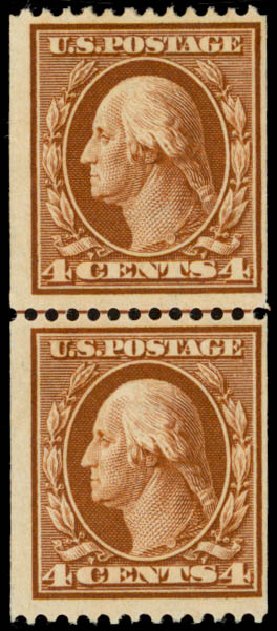 Value of US Stamp Scott Cat. #350: 4c 1910 Washington Coil. Daniel Kelleher Auctions, Jan 2015, Sale 663, Lot 1695