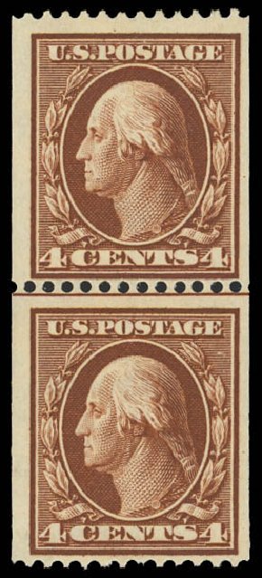 Cost of US Stamps Scott #350 - 4c 1910 Washington Coil. Daniel Kelleher Auctions, Jun 2012, Sale 630, Lot 1762