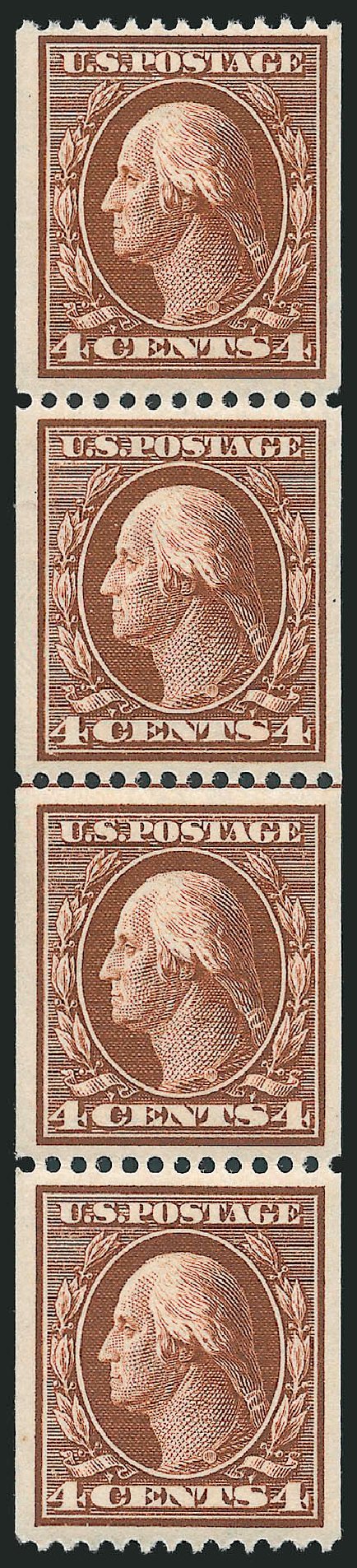 US Stamps Value Scott #350 - 1910 4c Washington Coil. Robert Siegel Auction Galleries, Mar 2012, Sale 1019, Lot 732