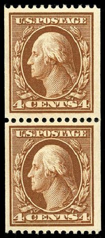 US Stamp Value Scott Catalog #350 - 4c 1910 Washington Coil. Matthew Bennett International, Apr 2008, Sale 326, Lot 343