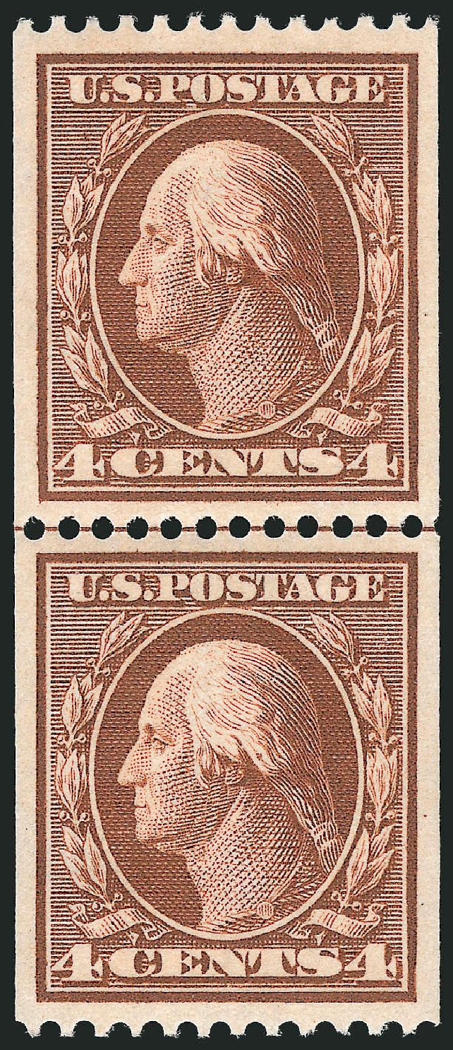 US Stamps Price Scott # 350 - 1910 4c Washington Coil. Robert Siegel Auction Galleries, Jun 2011, Sale 1011, Lot 703