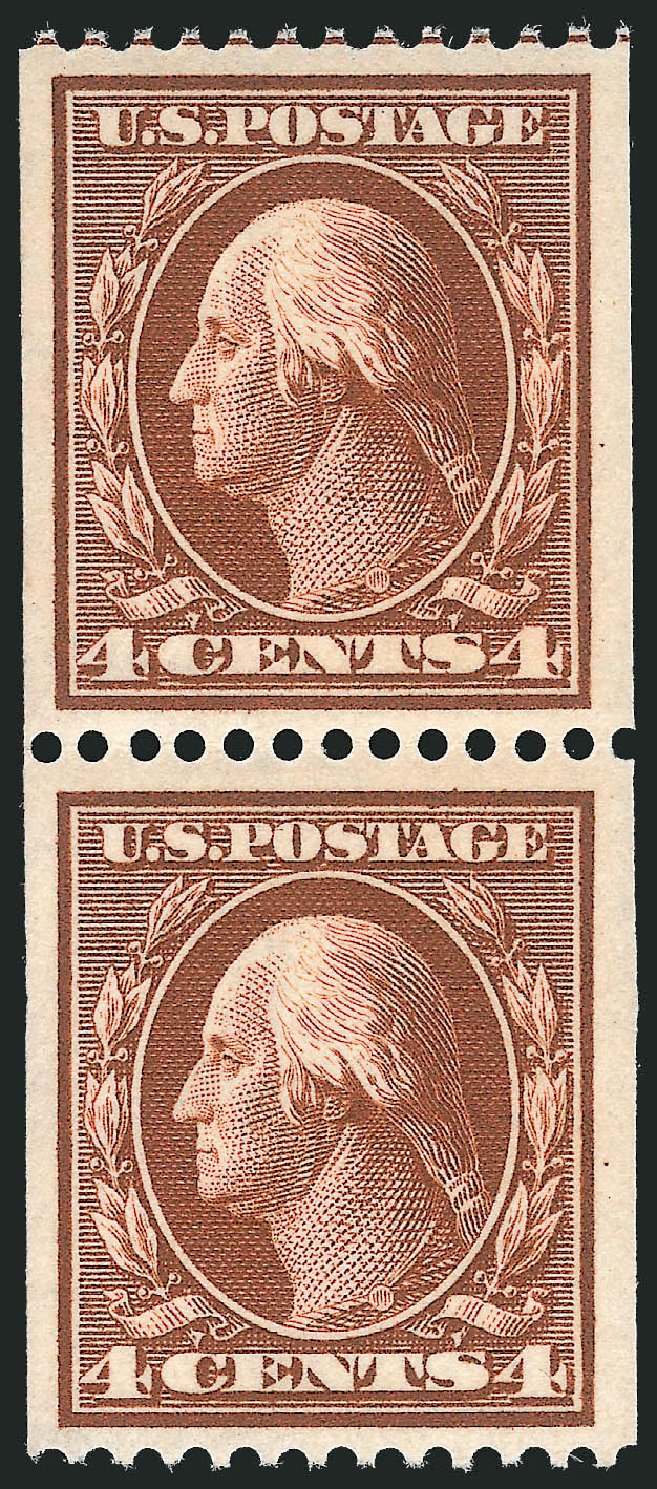 US Stamps Values Scott Catalog # 350 - 1910 4c Washington Coil. Robert Siegel Auction Galleries, Feb 2015, Sale 1093, Lot 116