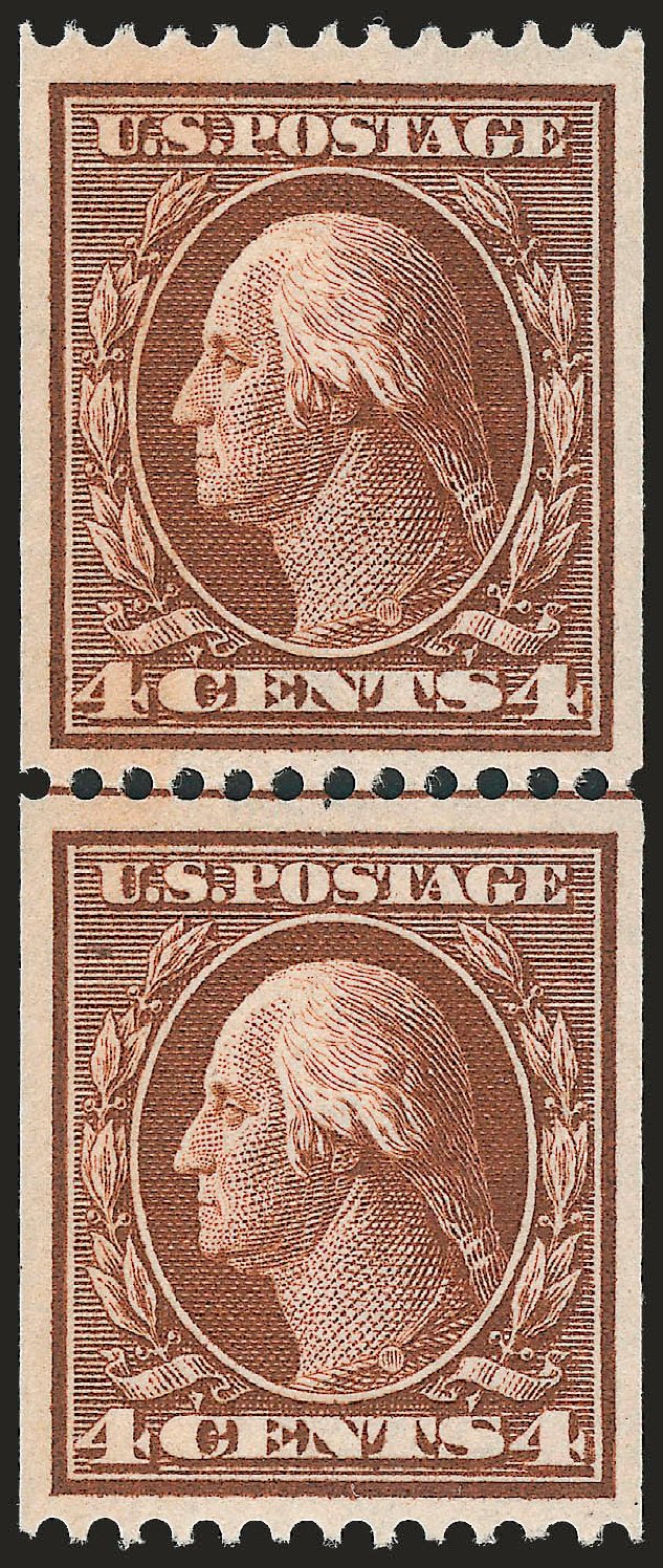US Stamp Price Scott Cat. # 350: 1910 4c Washington Coil. Robert Siegel Auction Galleries, Apr 2010, Sale 984, Lot 806