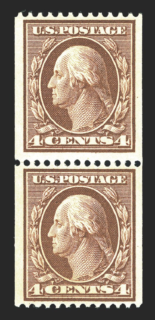Price of US Stamps Scott Catalogue 350: 4c 1910 Washington Coil. Spink Shreves Galleries, Mar 2013, Sale 142, Lot 326