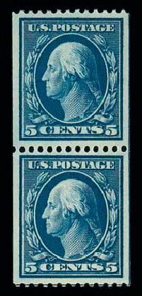 Value of US Stamps Scott Cat. 351: 1909 5c Washington Coil. Matthew Bennett International, Dec 2007, Sale 325, Lot 1977
