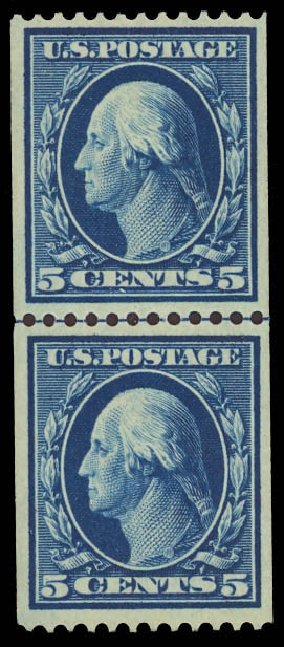 Value of US Stamp Scott Catalog #351 - 1909 5c Washington Coil. Daniel Kelleher Auctions, Aug 2012, Sale 631, Lot 1118