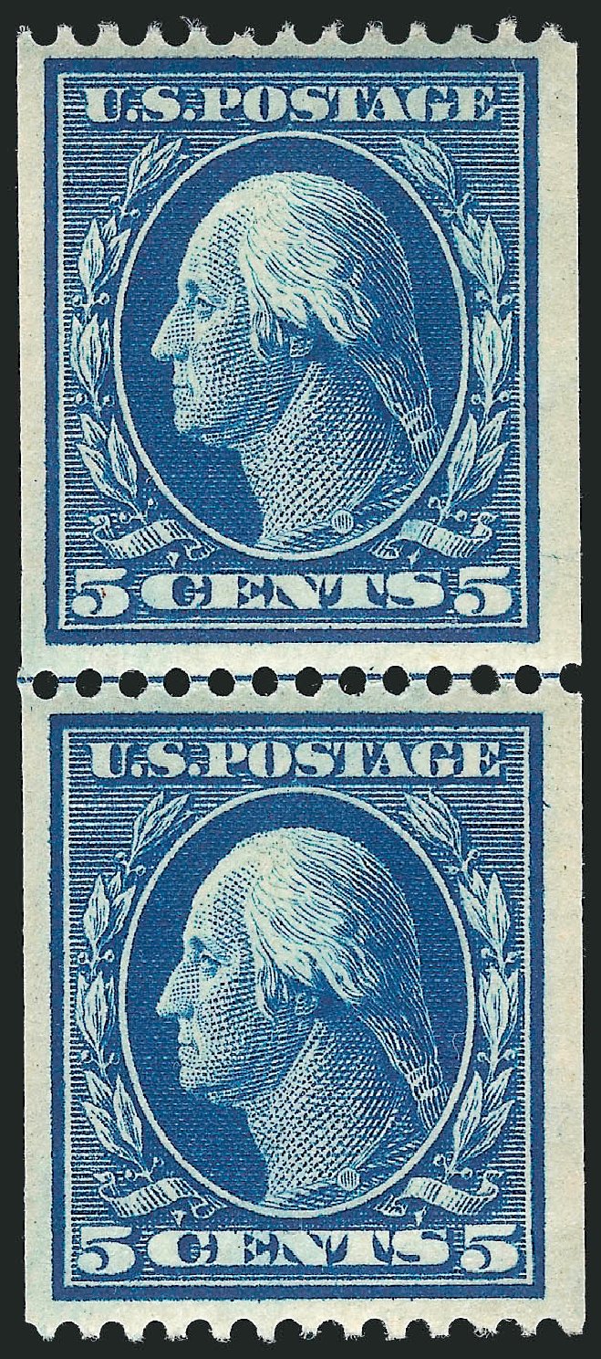 US Stamp Values Scott # 351: 5c 1909 Washington Coil. Robert Siegel Auction Galleries, Nov 2013, Sale 1061, Lot 3858