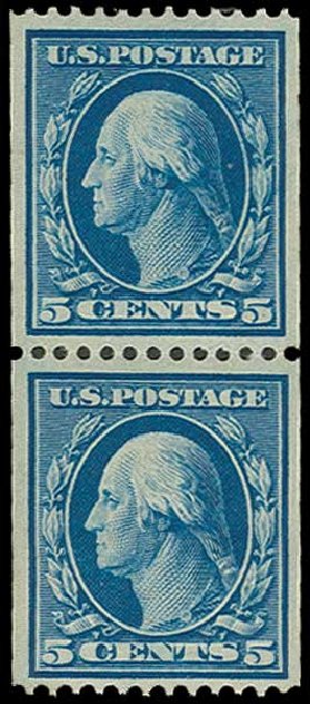 Price of US Stamp Scott Catalogue #351 - 5c 1909 Washington Coil. H.R. Harmer, Jun 2013, Sale 3003, Lot 1249