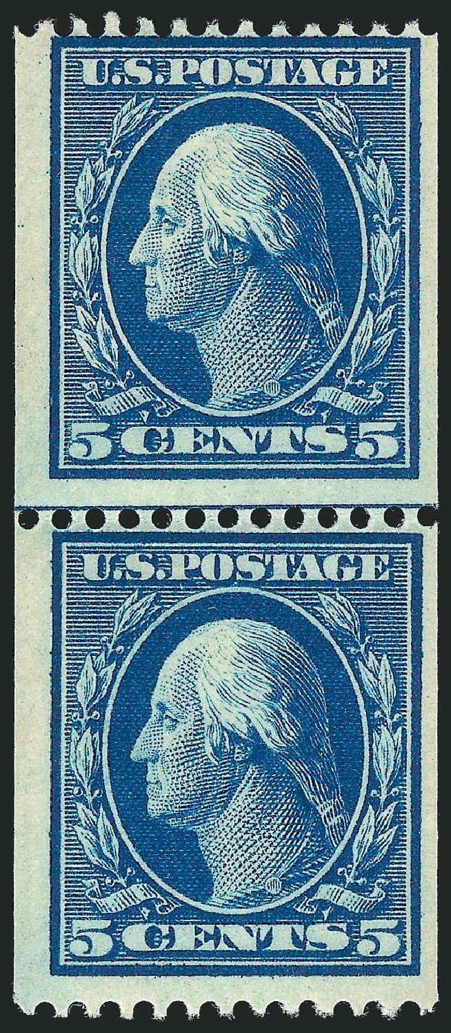 Values of US Stamp Scott Catalogue #351 - 1909 5c Washington Coil. Robert Siegel Auction Galleries, Nov 2013, Sale 1061, Lot 3859