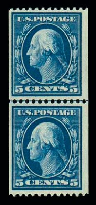 Values of US Stamp Scott Cat. 351: 1909 5c Washington Coil. Matthew Bennett International, Jun 2007, Sale 319, Lot 1371
