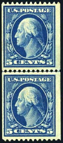 Value of US Stamp Scott Catalog # 351 - 5c 1909 Washington Coil. Harmer-Schau Auction Galleries, Oct 2008, Sale 79, Lot 181