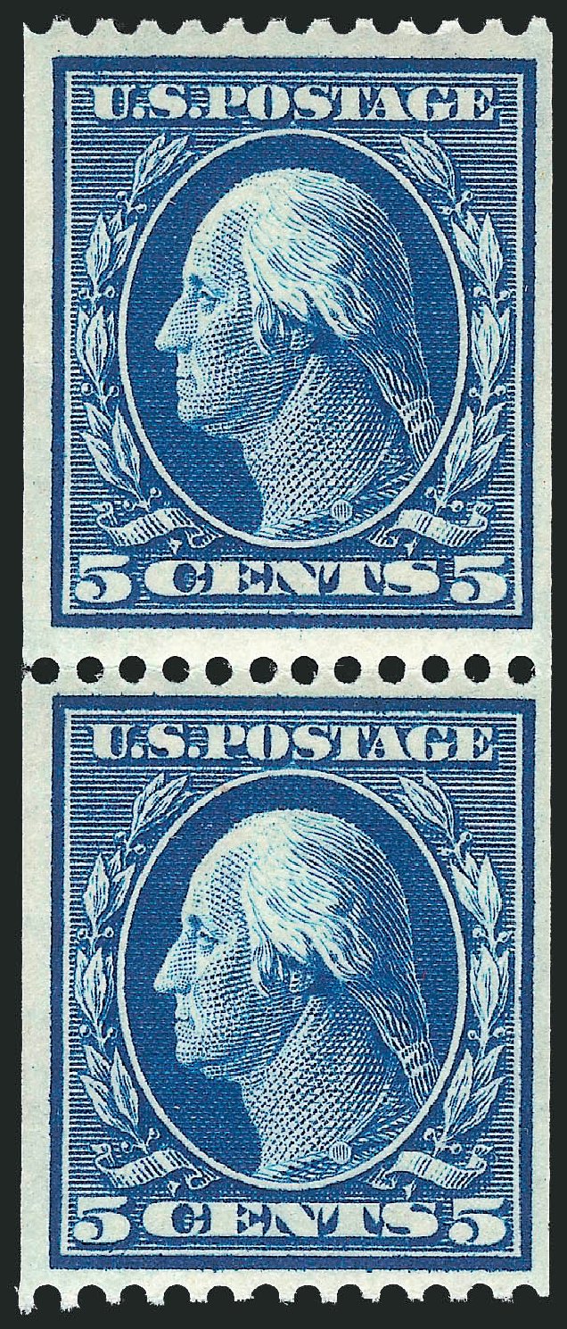 US Stamp Value Scott 351: 1909 5c Washington Coil. Robert Siegel Auction Galleries, Oct 2012, Sale 1033, Lot 4191