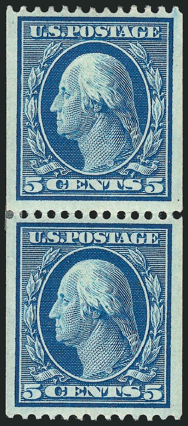 Value of US Stamps Scott # 351 - 5c 1909 Washington Coil. Robert Siegel Auction Galleries, Mar 2014, Sale 1067, Lot 1431