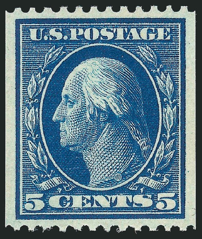 Value of US Stamp Scott Catalogue # 351: 1909 5c Washington Coil. Robert Siegel Auction Galleries, Dec 2013, Sale 1062, Lot 524