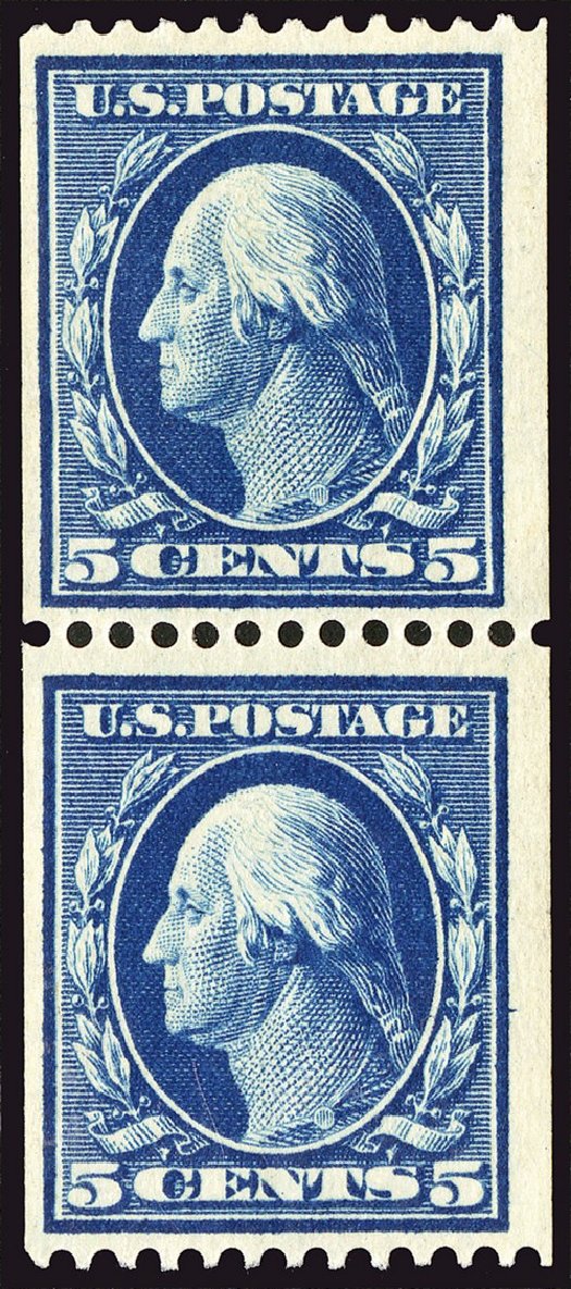 Price of US Stamps Scott Catalogue 351 - 1909 5c Washington Coil. Spink Shreves Galleries, Jan 2014, Sale 146, Lot 375