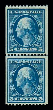 US Stamp Prices Scott Cat. # 351 - 1909 5c Washington Coil. Matthew Bennett International, Jun 2007, Sale 319, Lot 1372