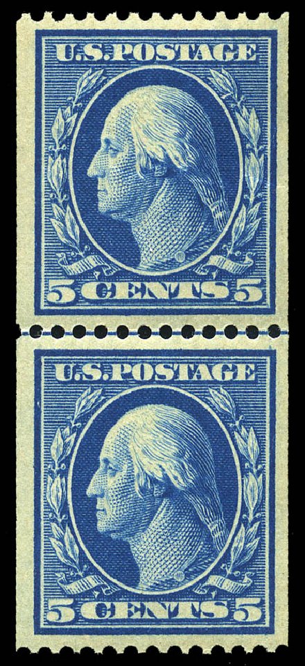 Value of US Stamps Scott Catalog 351: 1909 5c Washington Coil. Matthew Bennett International, May 2014, Sale 350, Lot 492
