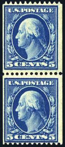US Stamp Prices Scott Cat. # 351 - 5c 1909 Washington Coil. Harmer-Schau Auction Galleries, Jun 2008, Sale 78, Lot 1532