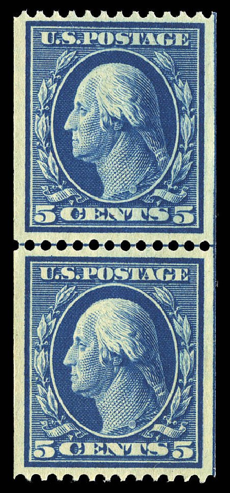 Values of US Stamps Scott Catalogue # 351: 1909 5c Washington Coil. Matthew Bennett International, Sep 2012, Sale 345, Lot 323