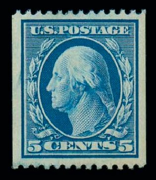 US Stamp Prices Scott 351: 5c 1909 Washington Coil. Matthew Bennett International, Dec 2007, Sale 325, Lot 1976