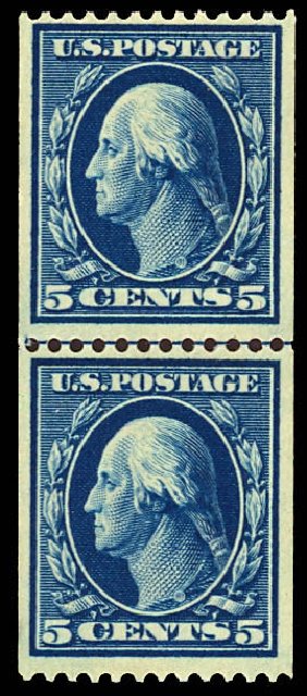 Costs of US Stamps Scott Cat. 351 - 5c 1909 Washington Coil. Daniel Kelleher Auctions, Dec 2012, Sale 633, Lot 626