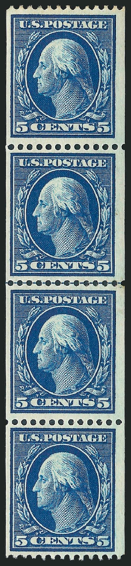 Values of US Stamps Scott 351: 1909 5c Washington Coil. Robert Siegel Auction Galleries, Jul 2013, Sale 1050, Lot 496