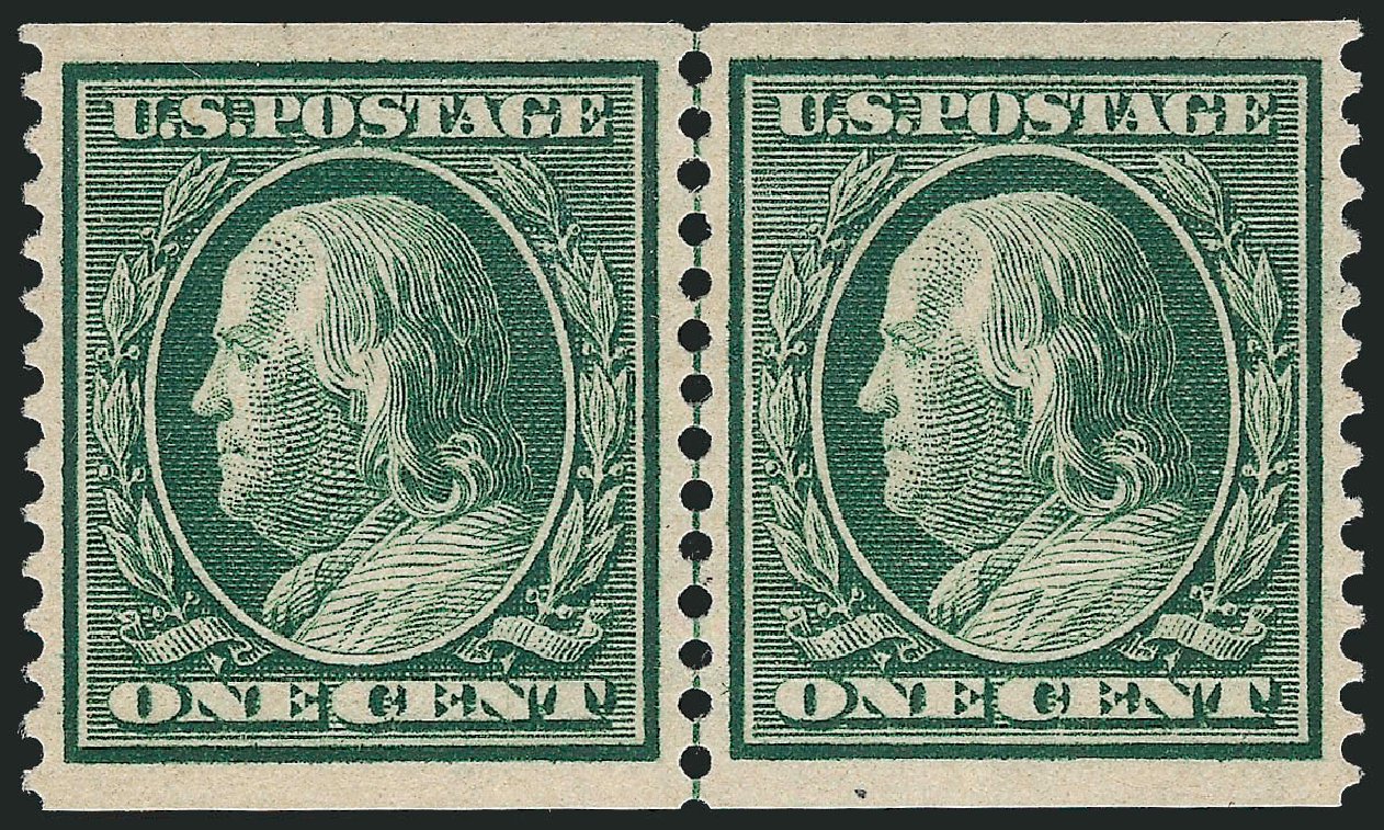 Value of US Stamp Scott #352: 1909 1c Franklin Coil. Robert Siegel Auction Galleries, Jun 2012, Sale 1026, Lot 1388