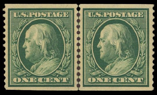 US Stamps Price Scott #352: 1909 1c Franklin Coil. Daniel Kelleher Auctions, Aug 2012, Sale 631, Lot 1120
