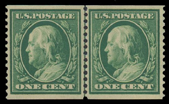 US Stamps Price Scott Catalog # 352: 1c 1909 Franklin Coil. Daniel Kelleher Auctions, Aug 2012, Sale 631, Lot 1121
