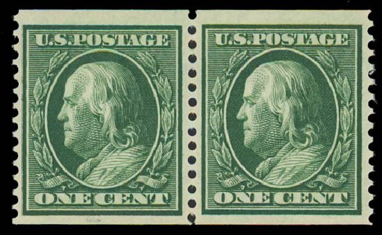 US Stamps Price Scott 352 - 1c 1909 Franklin Coil. Daniel Kelleher Auctions, Jan 2012, Sale 628, Lot 455