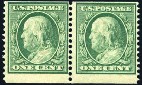 Price of US Stamp Scott Cat. 352: 1909 1c Franklin Coil. Harmer-Schau Auction Galleries, Feb 2010, Sale 84, Lot 1542