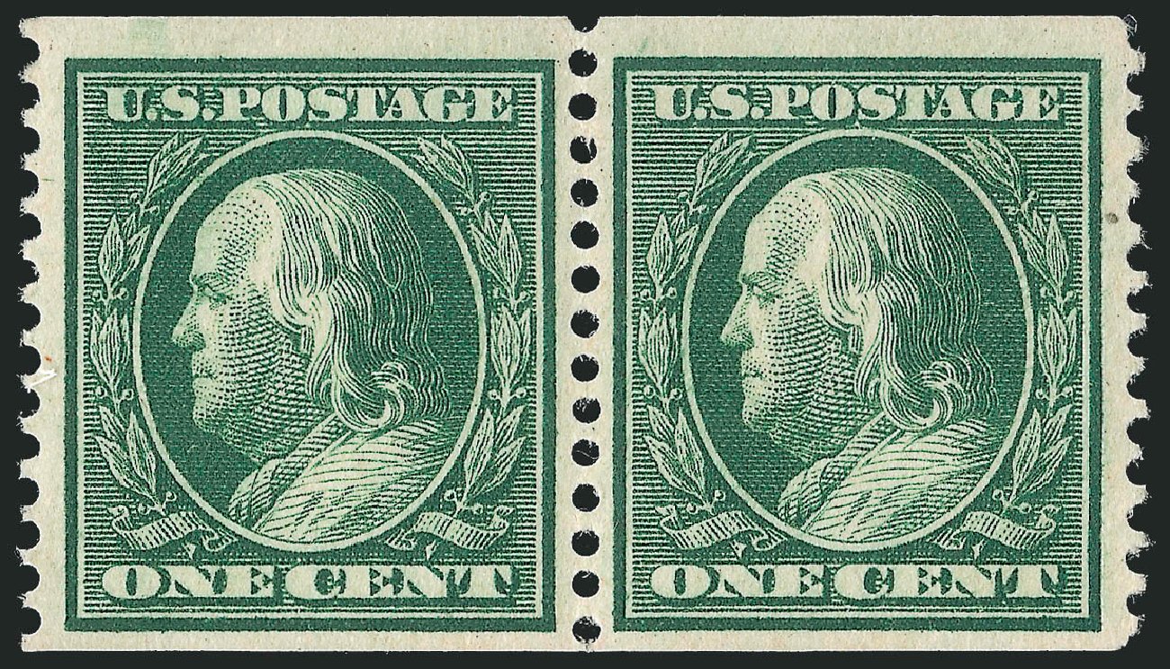 US Stamp Price Scott Catalogue 352: 1909 1c Franklin Coil. Robert Siegel Auction Galleries, Dec 2013, Sale 1062, Lot 526