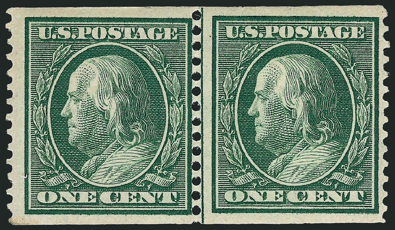 Values of US Stamp Scott Catalogue #352: 1909 1c Franklin Coil. Robert Siegel Auction Galleries, Oct 2008, Sale 963, Lot 946