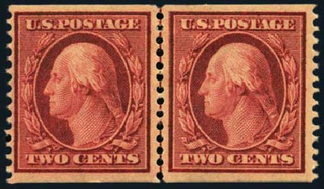 Values of US Stamps Scott Catalog # 353 - 1909 2c Washington Coil. Harmer-Schau Auction Galleries, Aug 2012, Sale 94, Lot 1501