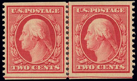 Value of US Stamp Scott Cat. 353: 1909 2c Washington Coil. Daniel Kelleher Auctions, Feb 2013, Sale 634, Lot 222