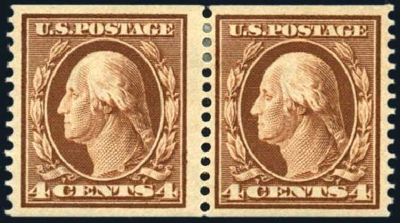 US Stamps Value Scott Catalog 354: 4c 1909 Washington Coil. Harmer-Schau Auction Galleries, Jun 2008, Sale 78, Lot 1537