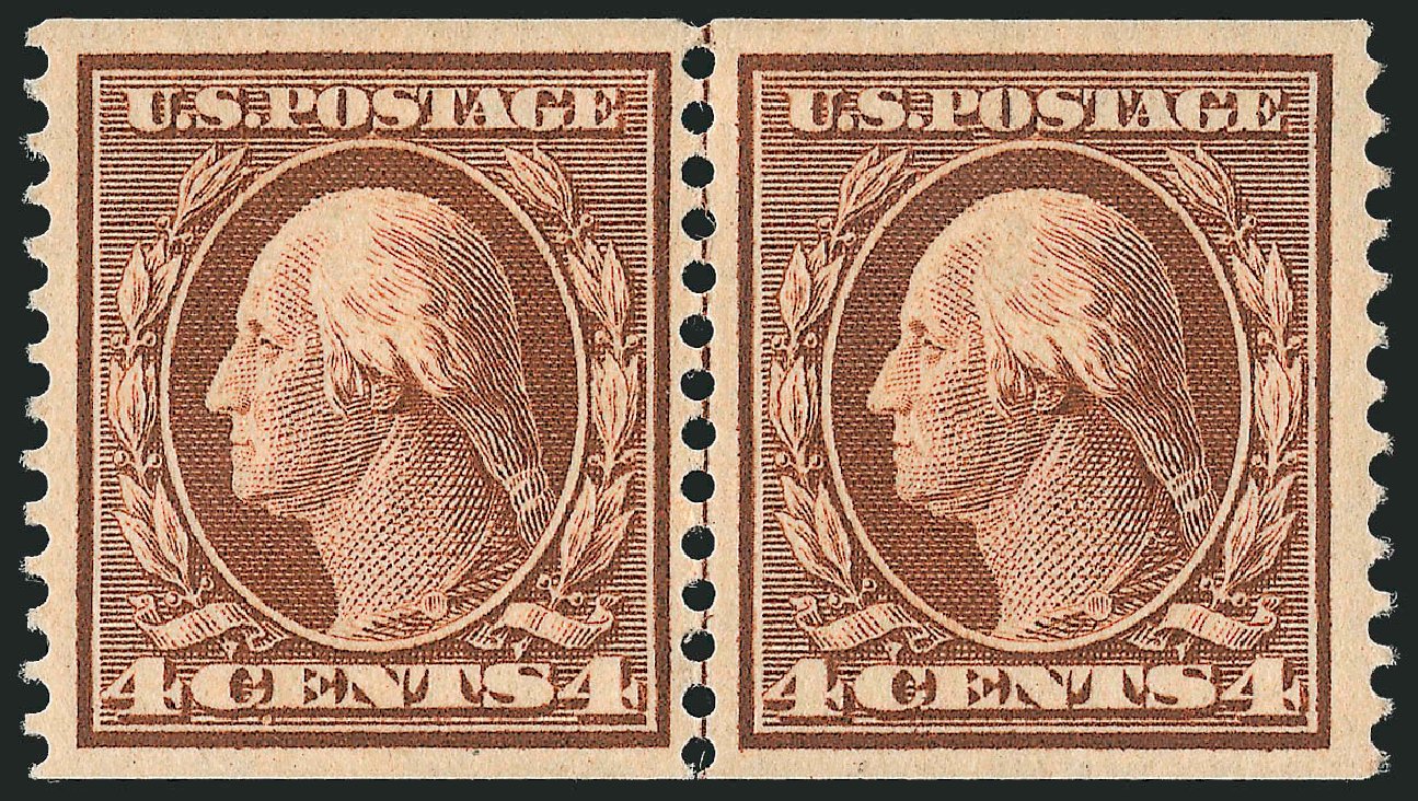 Value of US Stamps Scott Catalog # 354 - 1909 4c Washington Coil. Robert Siegel Auction Galleries, Mar 2011, Sale 1007, Lot 2657