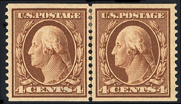 Costs of US Stamp Scott Catalogue 354: 1909 4c Washington Coil. Cherrystone Auctions, Nov 2008, Sale 200811, Lot 1108
