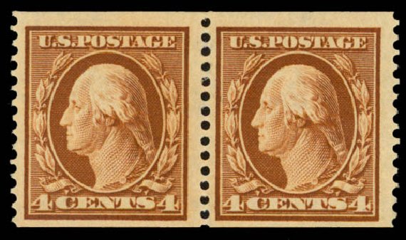 Value of US Stamps Scott Cat. # 354: 1909 4c Washington Coil. Daniel Kelleher Auctions, Sep 2013, Sale 639, Lot 1128