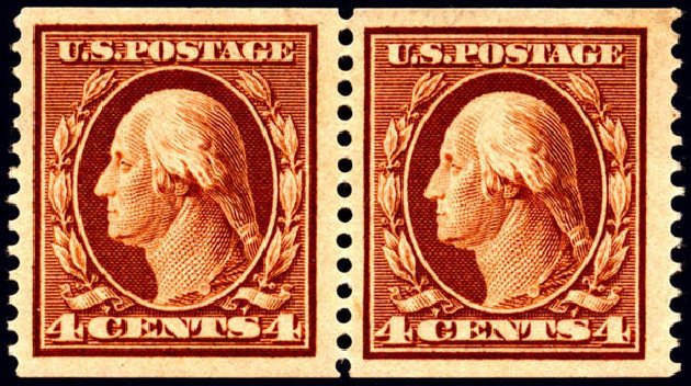Value of US Stamp Scott #354: 4c 1909 Washington Coil. Matthew Bennett International, Jun 2008, Sale 328, Lot 889