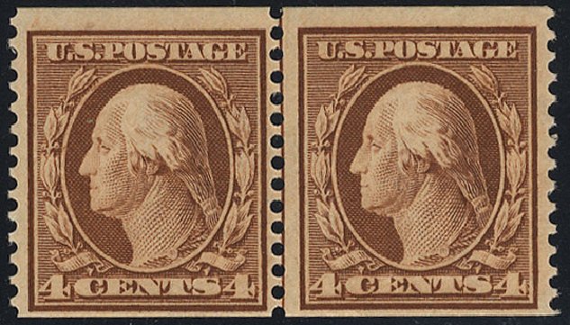 US Stamp Values Scott # 354: 4c 1909 Washington Coil. Cherrystone Auctions, Nov 2008, Sale 200811, Lot 1109