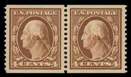 Price of US Stamp Scott # 354: 1909 4c Washington Coil. Matthew Bennett International, Dec 2007, Sale 325, Lot 1980