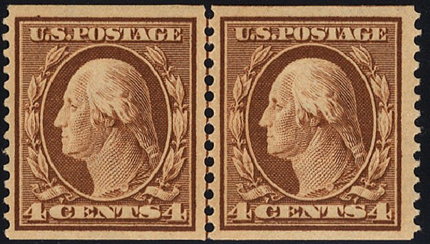 Value of US Stamps Scott Cat. # 354 - 4c 1909 Washington Coil. Cherrystone Auctions, Nov 2008, Sale 200811, Lot 1110