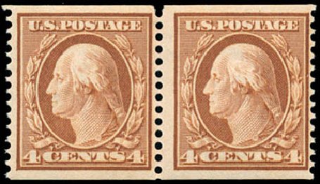 US Stamp Value Scott Catalogue #354 - 4c 1909 Washington Coil. Schuyler J. Rumsey Philatelic Auctions, Apr 2015, Sale 60, Lot 2340