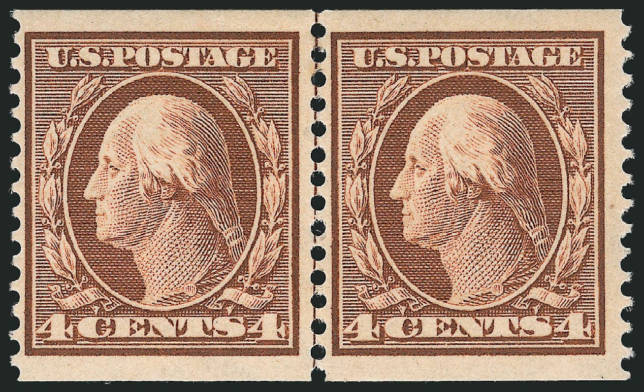 US Stamps Value Scott Catalog #354 - 4c 1909 Washington Coil. Robert Siegel Auction Galleries, Jul 2013, Sale 1050, Lot 500