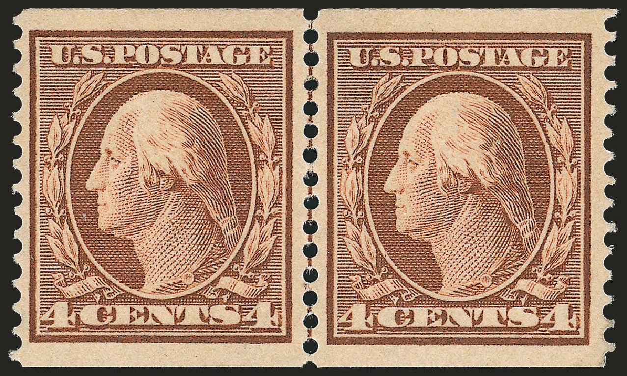 Cost of US Stamps Scott 354: 1909 4c Washington Coil. Robert Siegel Auction Galleries, Jun 2009, Sale 975, Lot 1750