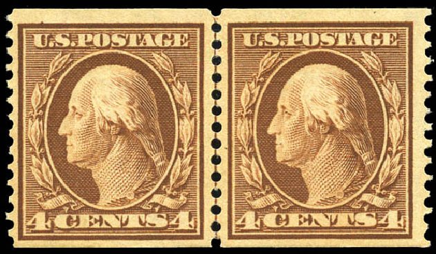 US Stamp Value Scott Catalog 354: 1909 4c Washington Coil. Matthew Bennett International, Sep 2011, Sale 338, Lot 1924