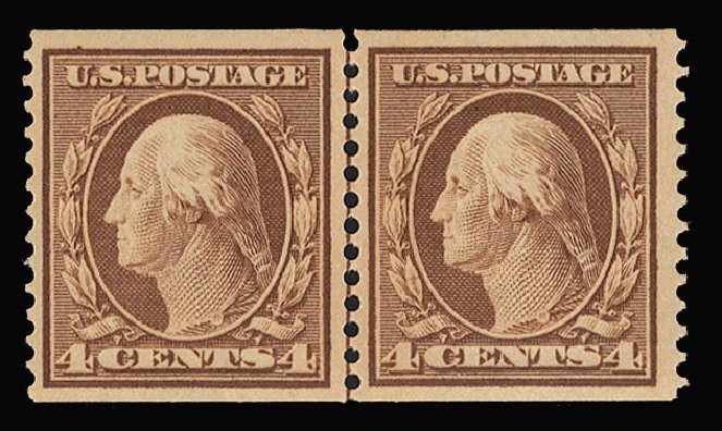 Values of US Stamps Scott Cat. # 354 - 1909 4c Washington Coil. Cherrystone Auctions, Mar 2013, Sale 201303, Lot 74